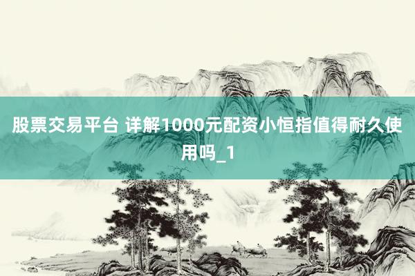 股票交易平台 详解1000元配资小恒指值得耐久使用吗_1